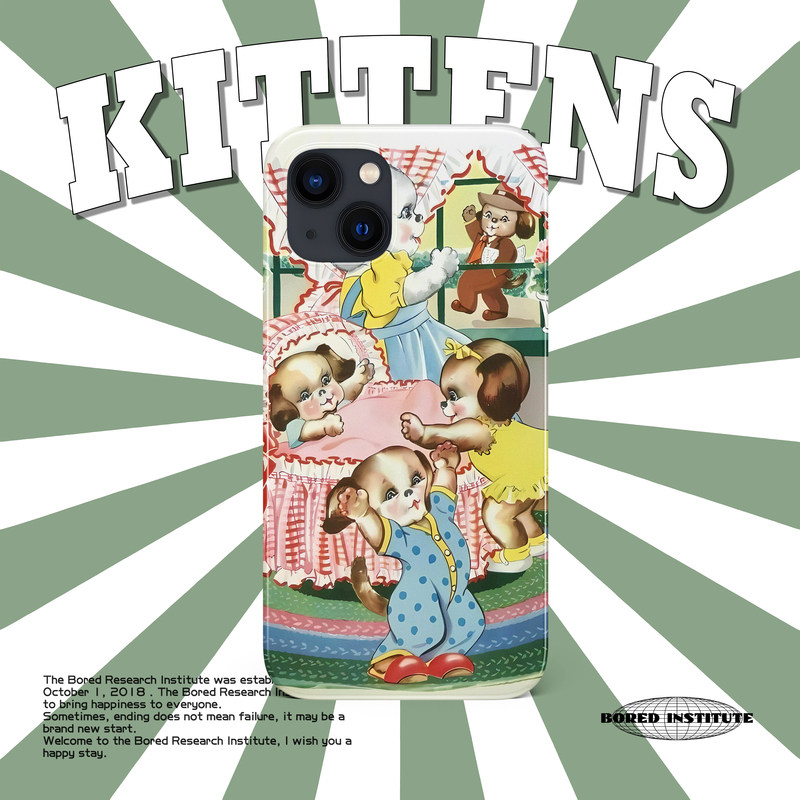 可爱插画温馨小狗一家复古简约潮流卡通适用于苹果IPhone15/14plus/13pro/12/11/16/16pro菲林手机壳IMD软壳