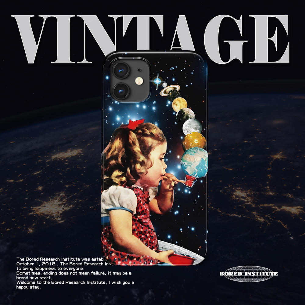 vintage小众美式潮流插画复古星球女孩恶搞宇宙适用于苹果IPhoneX/XR/11/12/13/14promax菲林手机壳华为小米-封面