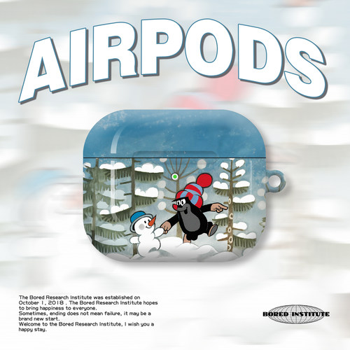 小众雪地鼹鼠的故事童趣插画艺术潮适用于AirPods3代耳机壳AirPodsPro第二代/一代保护套光面硬壳AirPods4代