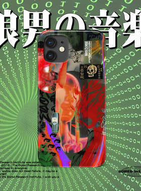 小众拼接复古日系Y2K摇滚插画二次元元素适用于苹果IPhone15/14promax/13pro/12/11/xs/16菲林手机壳IMD软壳