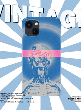 潮流复古机器人蓝色噪点空山基vintage风适用于苹果IPhone15/14promax/13pro/12/11/xs/16菲林手机壳IMD软壳