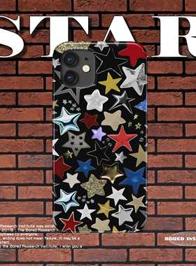 小众y2k复古小星星潮流简约艺术多巴胺适用于苹果IPhone16/XR/11/12/13pro/14promax/15菲林手机壳IMD软壳