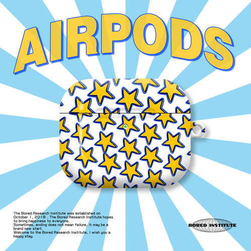 小众简约黄色星星叠加艺术卡通ins风适用于AirPods3代耳机壳AirPodsPro第二代/一代保护套光面硬壳AirPods4代