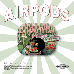 复古黑猫艺术马蒂斯油画色彩潮流ins适用于AirPods3代耳机壳AirPodsPro第二代 一代保护套光面硬壳AirPods4代