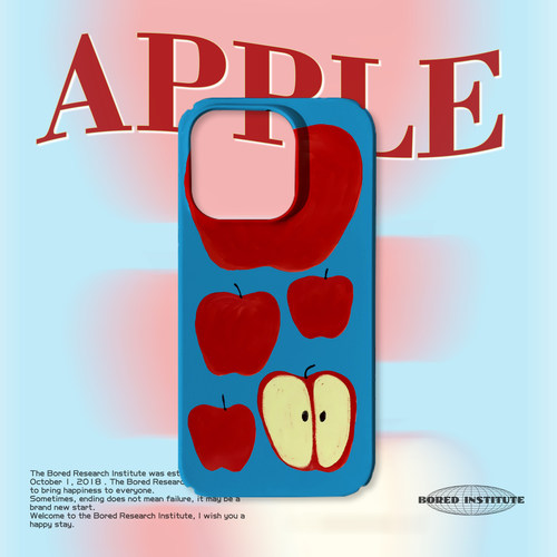 可爱苹果插画艺术小众简约清新潮适用于苹果IPhone15/14plus/13pro/12/11/16/16promax菲林磁吸手机壳IMD软壳