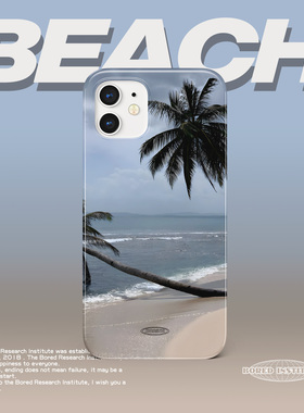 夏日清新椰树小众海滩简约适用于苹果IPhone11/12/13pro/14/15/16菲林手机壳imd硅胶软壳小米华为
