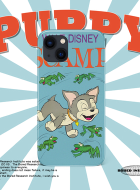 杂志小众插画灰色小狗青蛙简约复古潮流适用于苹果IPhone15/14plus/13pro/12/11/16/16pro菲林手机壳IMD软壳