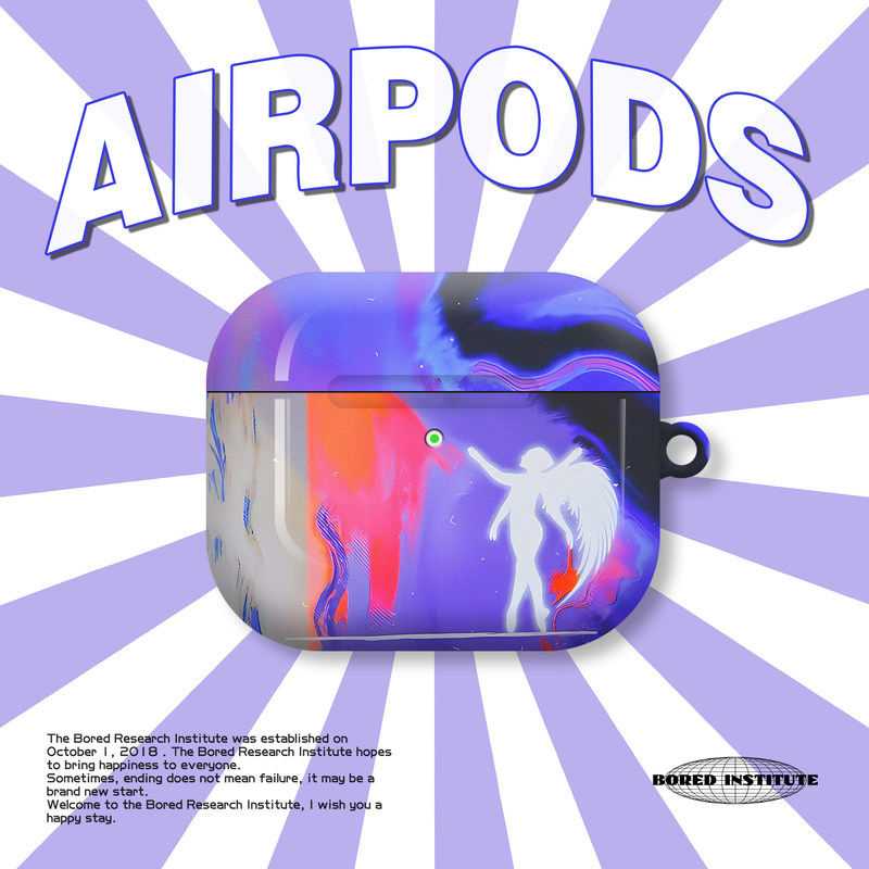 复古艺术紫色噪点月夜人影潮流ins风适用于AirPods3代耳机壳AirPodsPro第二代/一代保护套光面硬壳AirPods4代