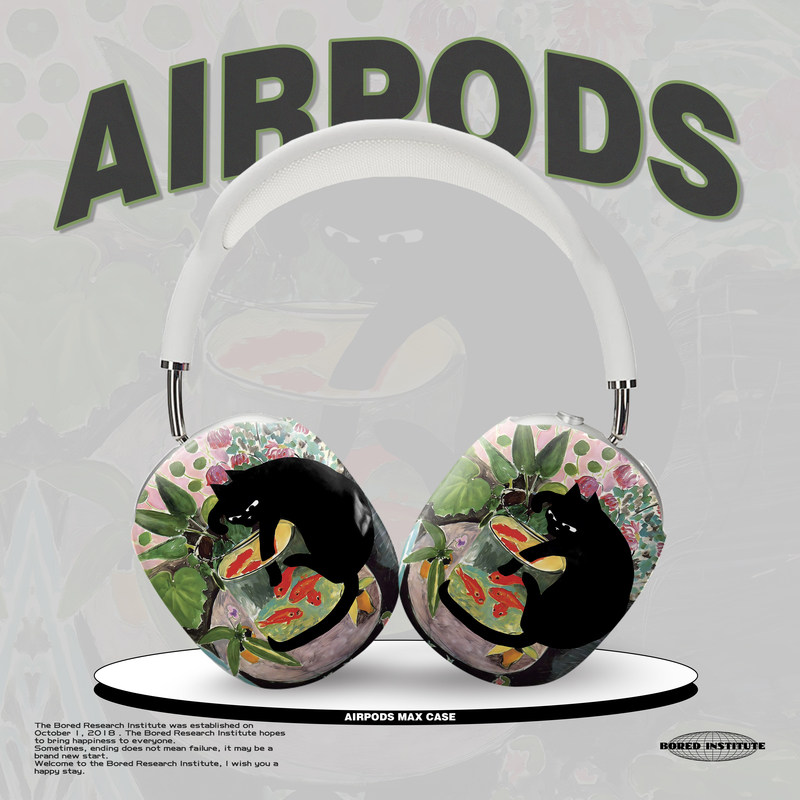 马蒂斯艺术插画黑猫金鱼小众复古画卡通适用于AirPodsMax1