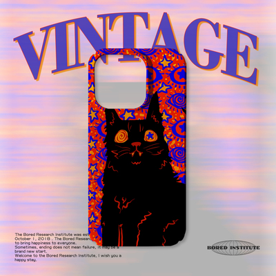 复古红色迷糊猫眼插画艺术小众美式适用于IPhone15/14plus/13pro/12/16/16promax/17菲林磁吸手机壳IMD软壳