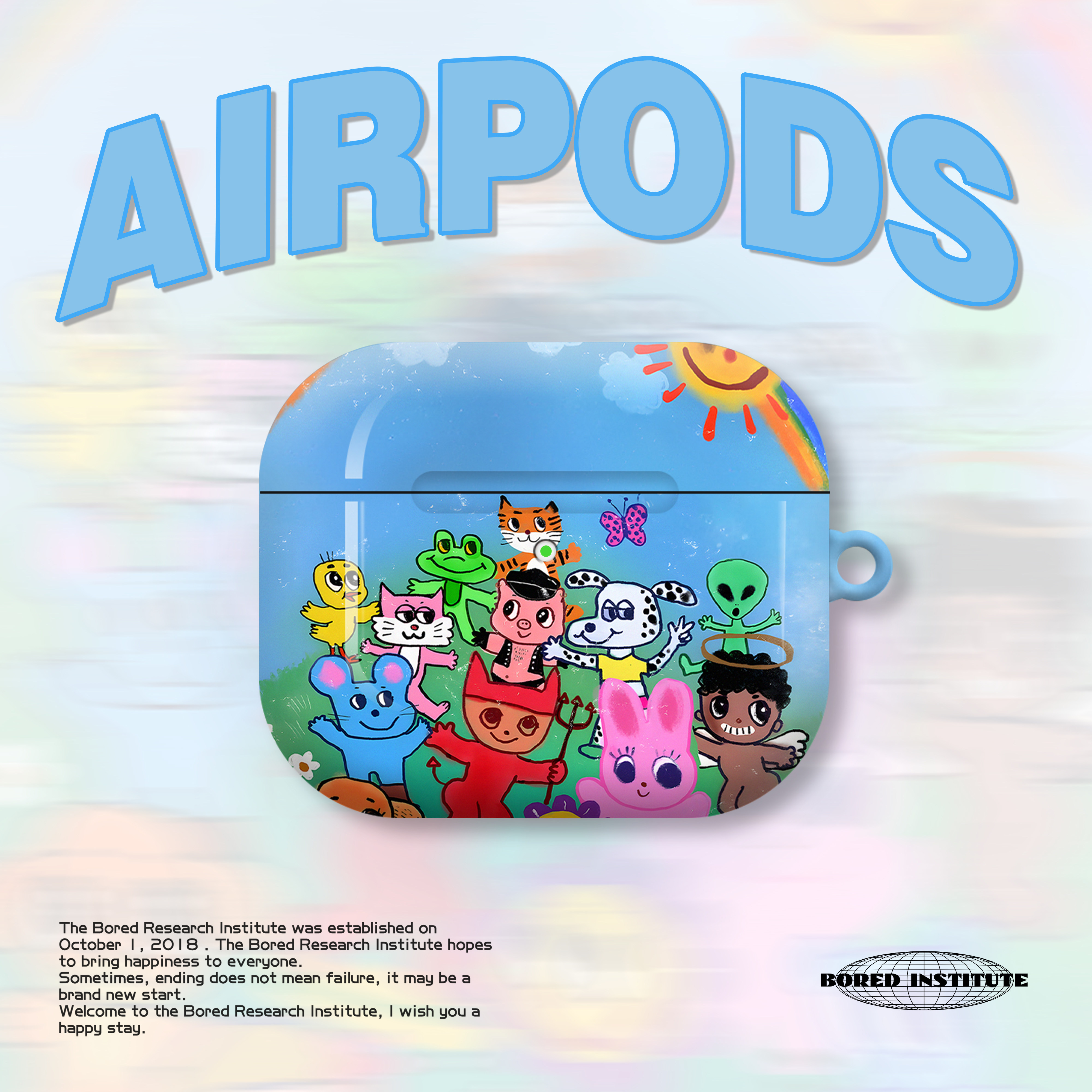 小众卡通蜡笔插画艺术欧美插画潮流适用于AirPods3代耳机壳AirPodsPro第二代/一代保护套光面硬壳AirPods4代