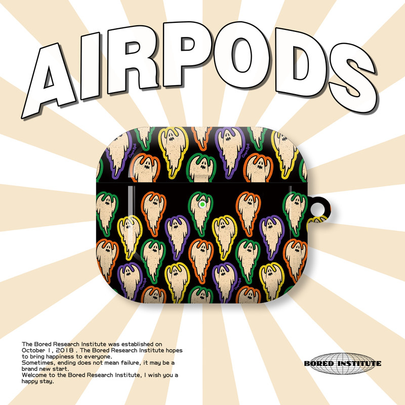 小众涂鸦幽灵复古欧美卡通插画潮流适用于AirPods3代耳机壳AirPodsPro第二代/一代保护套光面硬壳AirPods4代