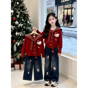 女童过年服红色穿搭2026马年本命年衣服女大童新年战袍冬装套装