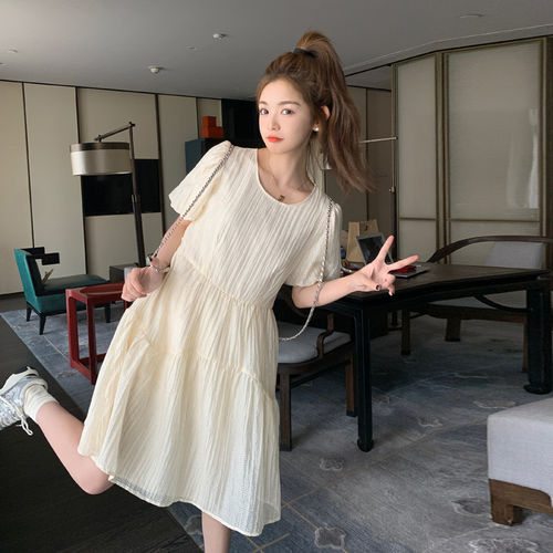 专柜十三行白色法式温柔风连衣裙女夏2025新款甜美减龄茶歇桔梗裙