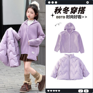 儿童冬季羽绒服2025新款初中生女孩外套冬装大童洋气时髦女童上衣
