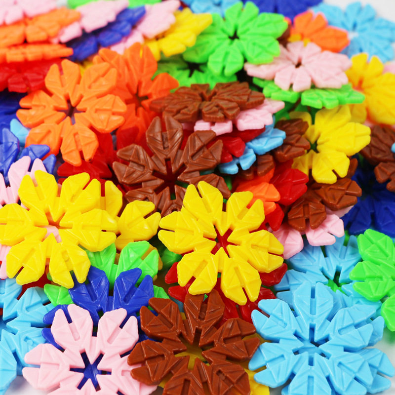 儿童树叶雪花片积木玩具加厚大号拼装益智盒装3-6岁幼儿园男女孩