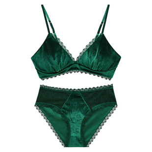 舒适大胸显小收副乳文胸套装 丝绒穿衣显瘦内衣薄款 时尚 法式