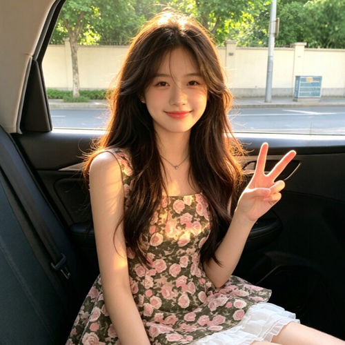专柜正品复古独特超好看的印花收腰蓬蓬吊带裙26夏季氛围感穿搭绝