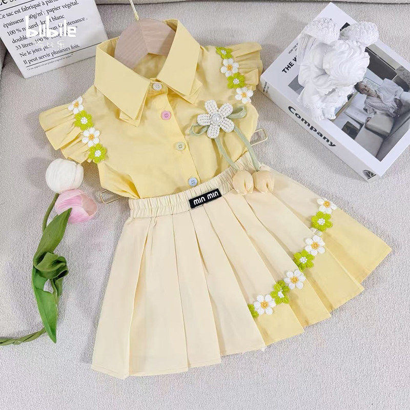 女童夏套装2026新款炸街女宝夏装学院风jk半身裙两件套巨好看衣服