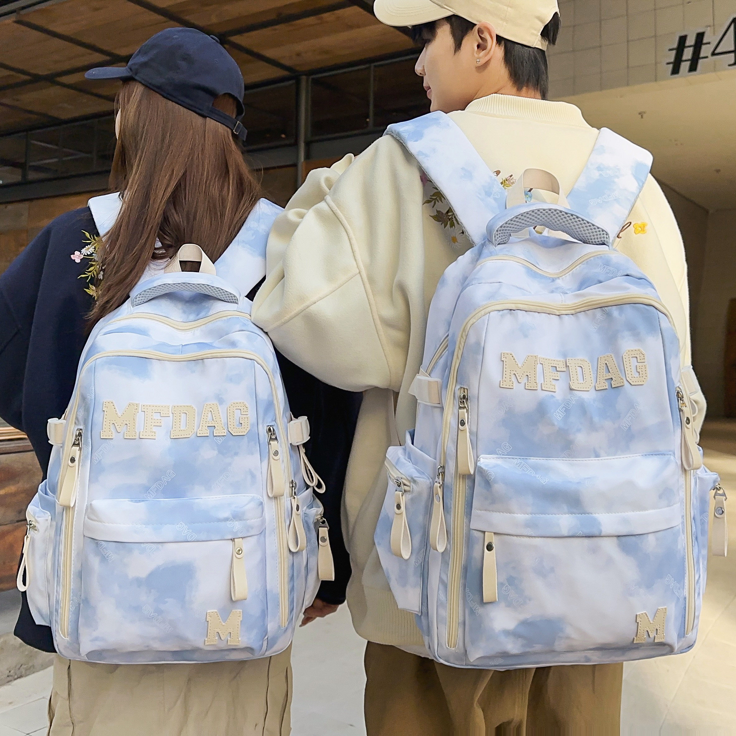 专柜正品小学生书包潮流扎染初中生高中女生双肩包森系小清新大学
