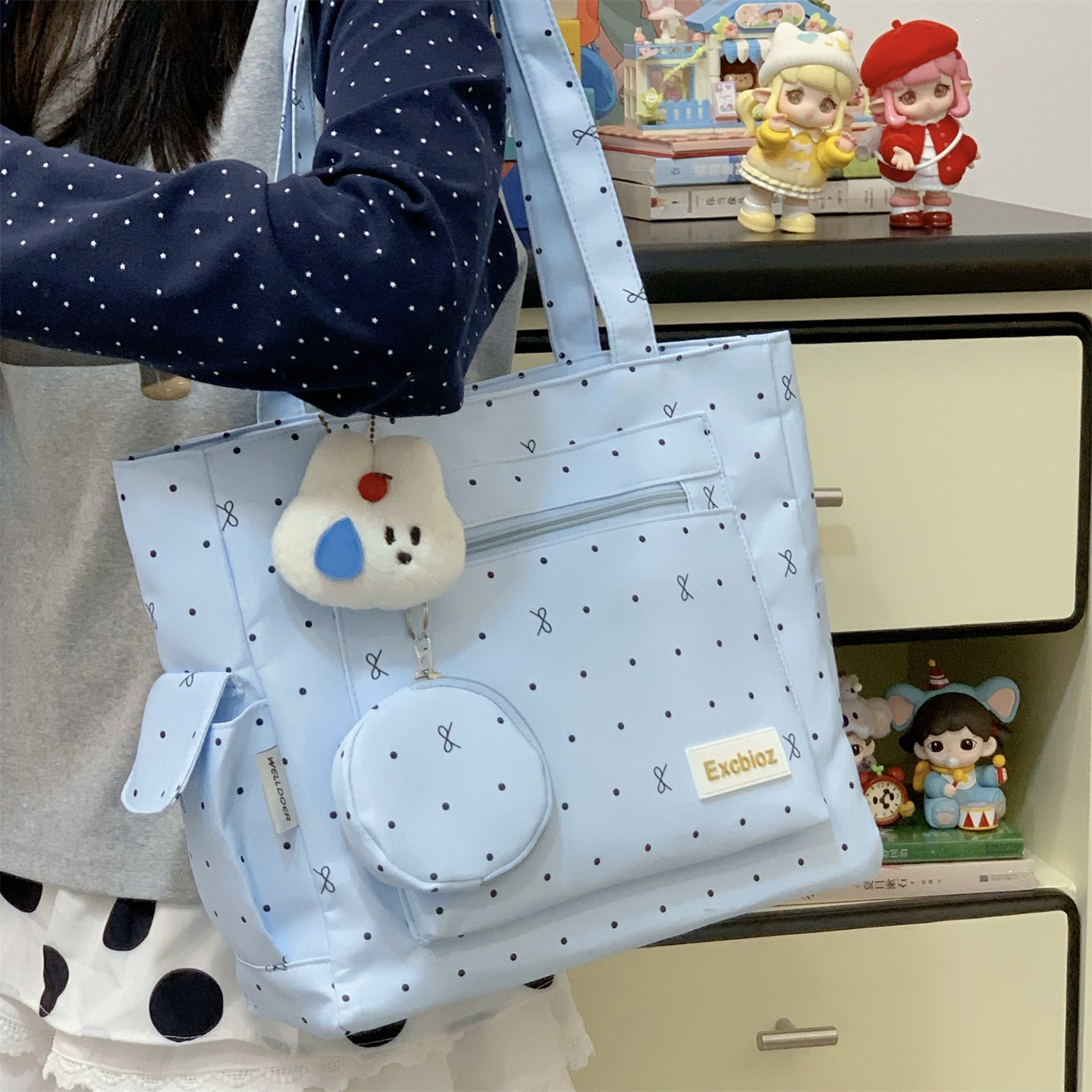 专柜正品单肩包小学生女生大容量上课拎书袋高颜值百搭初中生女生