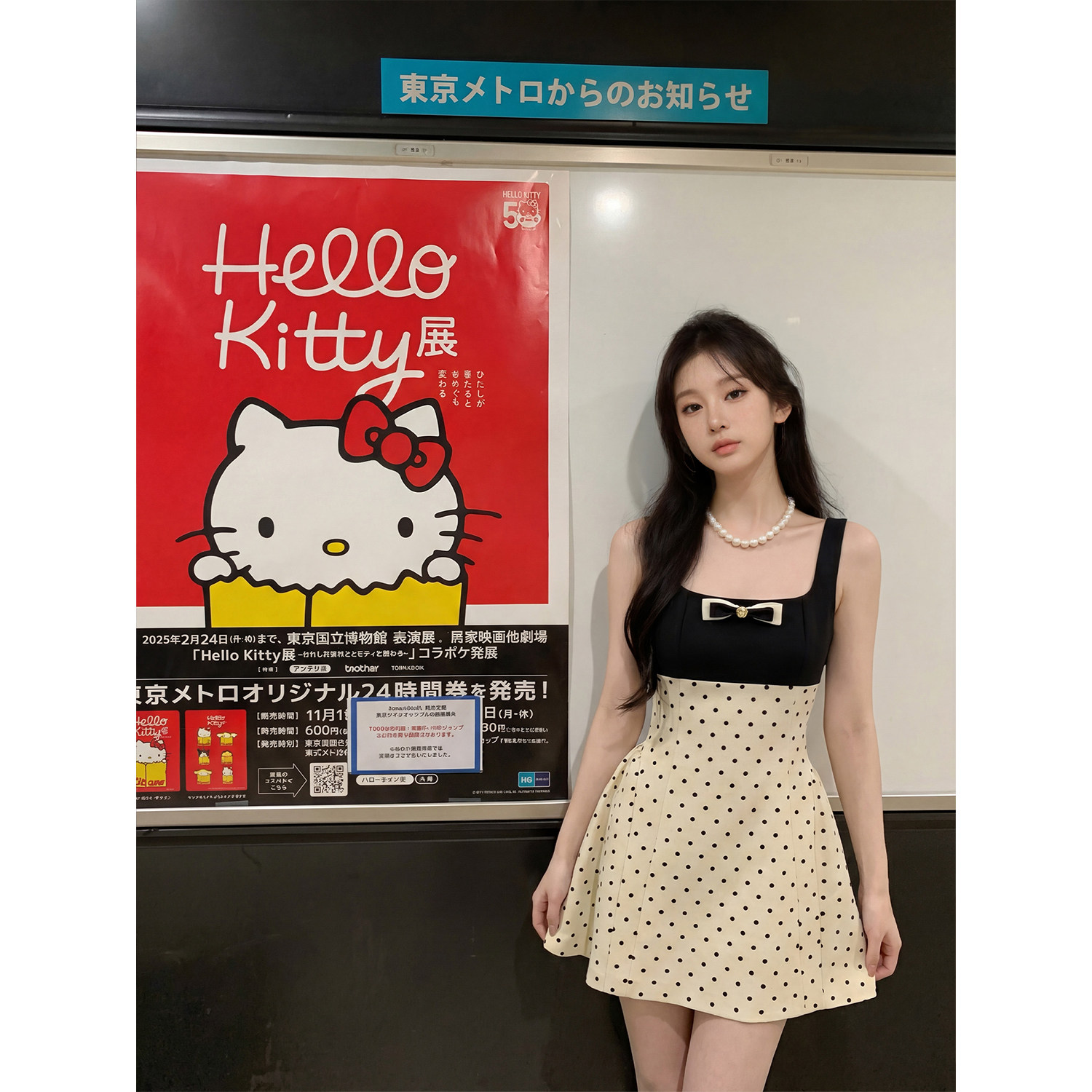 专柜正品法式千金波点吊带连衣裙女夏季蝴蝶结收腰显瘦气质短裙子