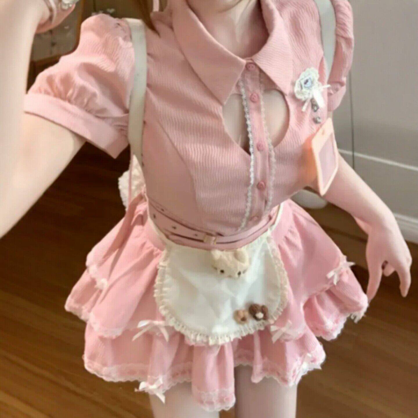 专柜正品温柔风甜美绝美上衣蓬蓬半身裙两件套独特漂亮小套装裙20
