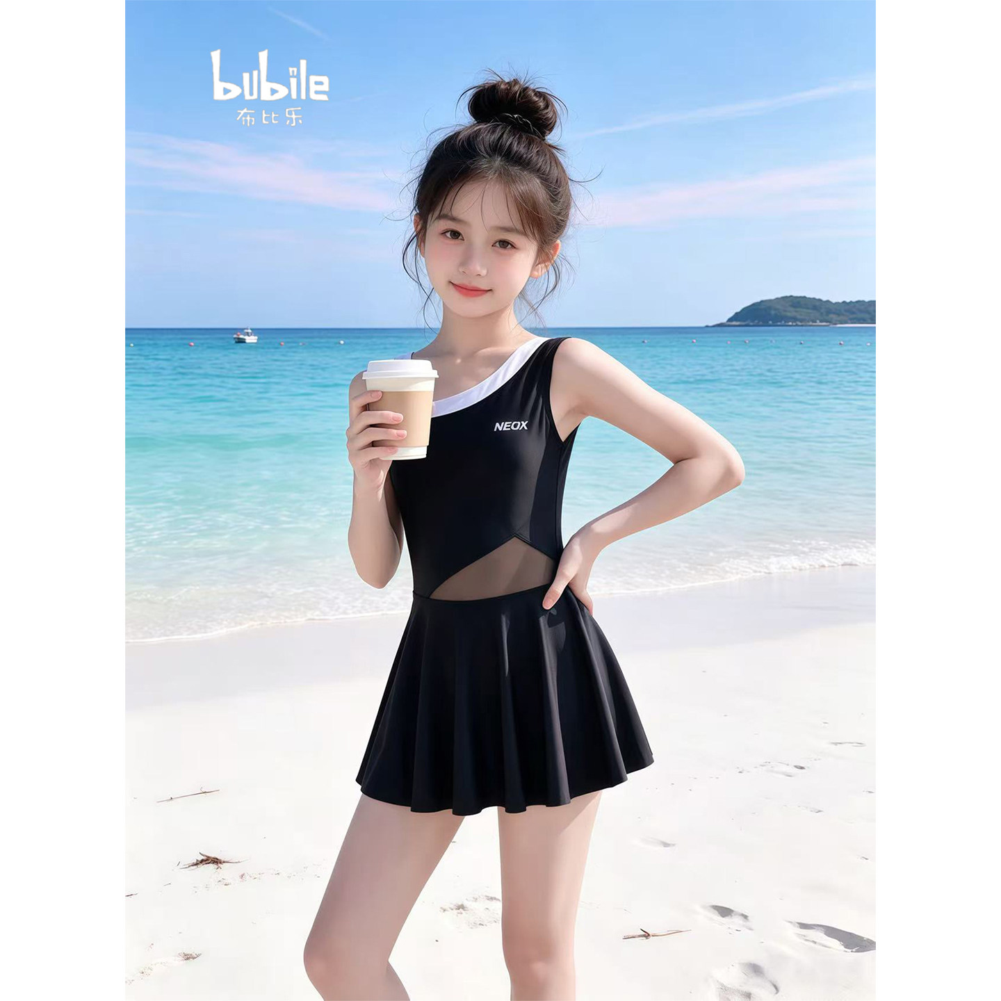 专柜正品女童连体泳衣无袖裙式泳装2026夏季新款儿童裙子洋气女孩