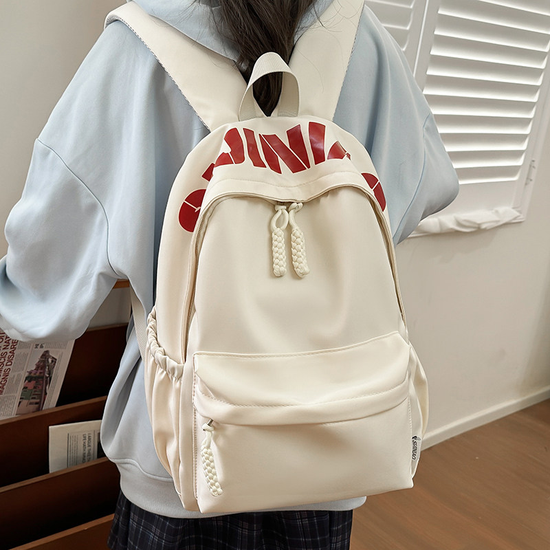 专柜正品简约字母印花双肩包女时尚通用大容量韩版书包休闲大学生