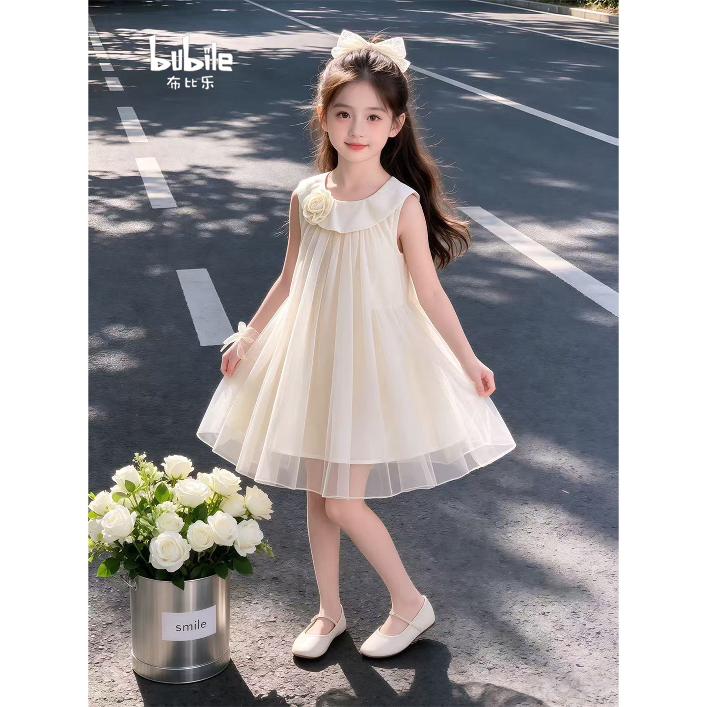 专柜正品女童连衣裙2026新款儿童玫瑰公主裙夏季千金风礼服裙子女