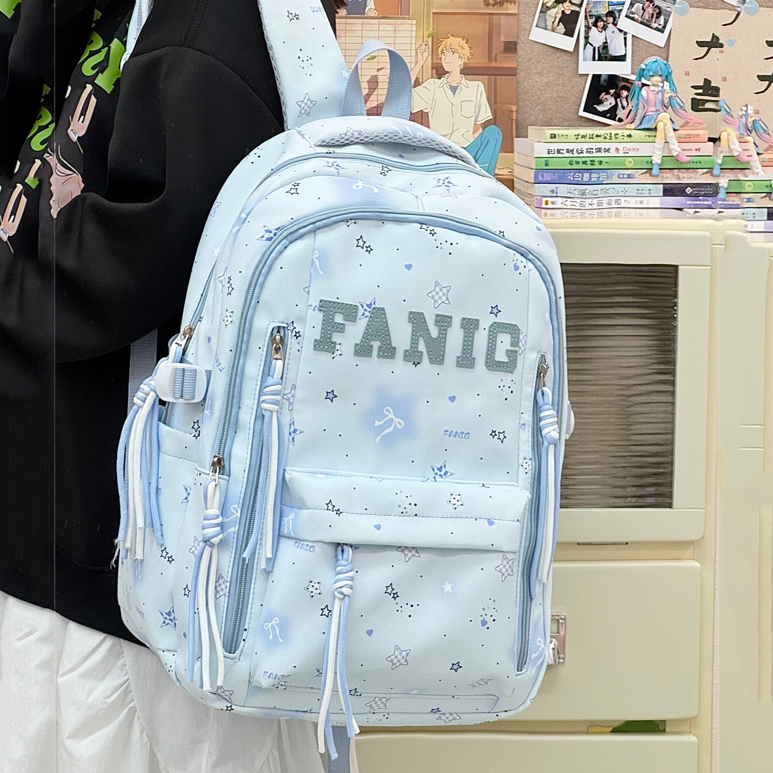专柜正品韩版可爱少女风书包休闲百搭简约小清新双肩包森系甜美风
