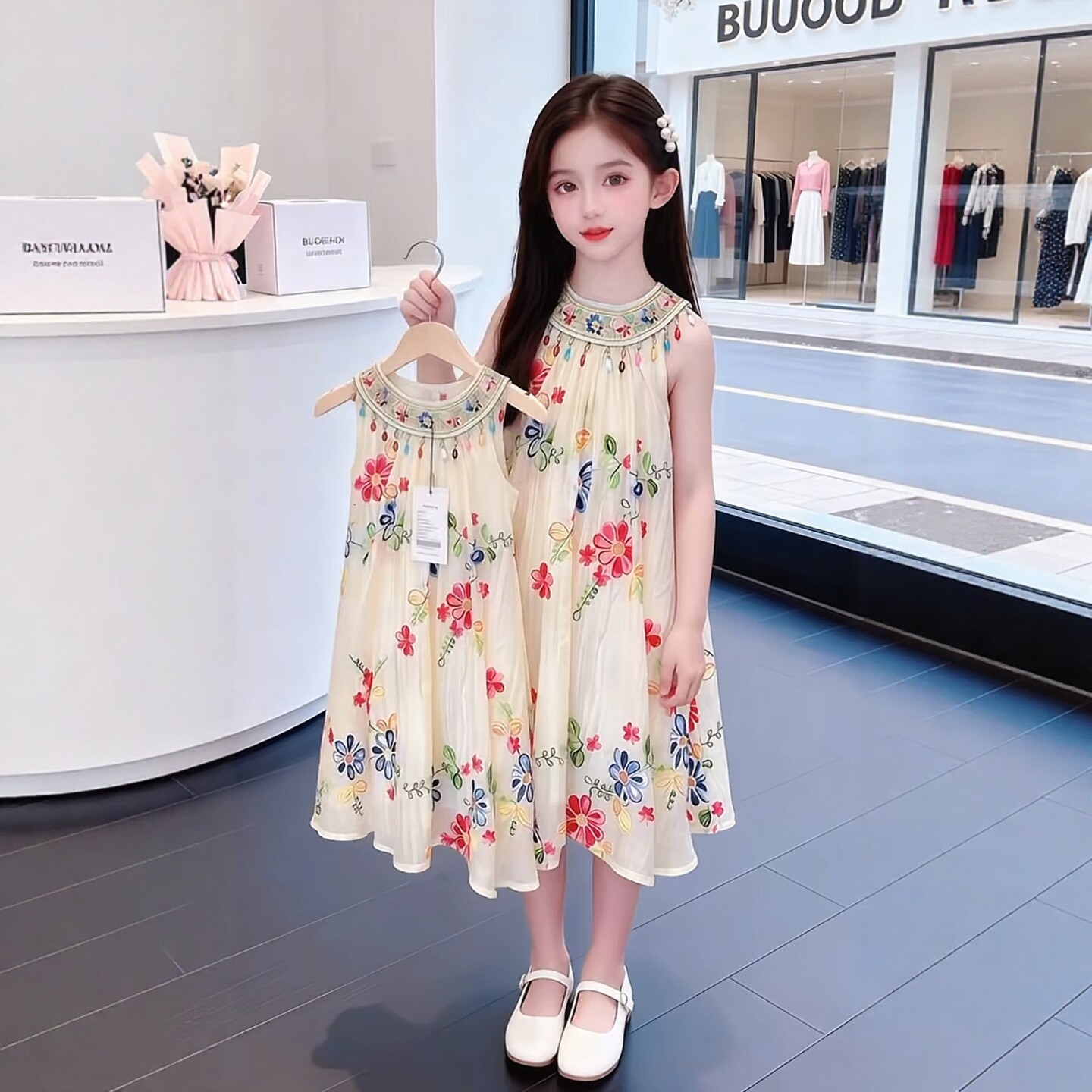 专柜正品女童连衣裙夏季2026新款儿童挂脖民族风背心裙超好看海边