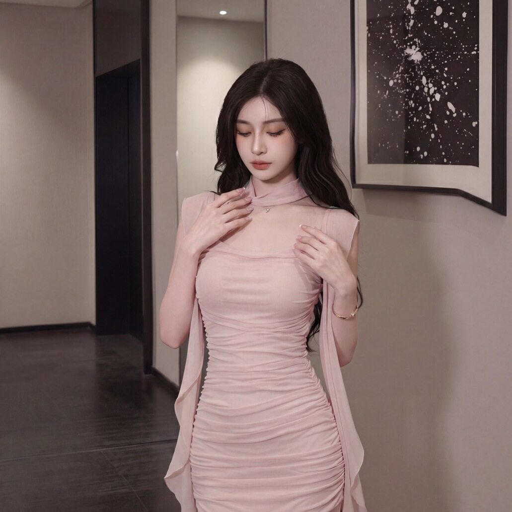 专柜正品海边度假连衣裙女夏新款气质褶皱显瘦包臀长裙收腰柔美