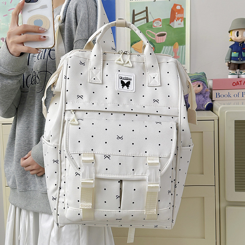 专柜正品书包初中女生少女心氛围感波点蝴蝶结百搭高颜值女学生双