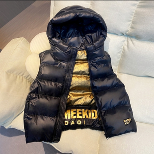韩国黑金儿童羽绒马甲男童女童白鸭绒背心外穿宝宝幼儿园秋冬坎肩