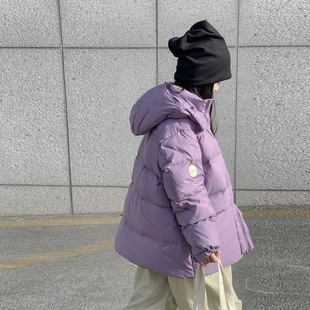 儿童羽绒服新款男童女童连帽白鸭绒外套韩版短款加厚时尚面包服潮