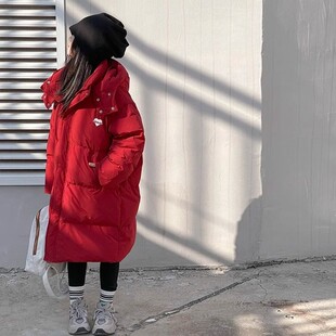韩版童装儿童羽绒服中长款过膝加厚冬装男童女童青少年大码亲子装