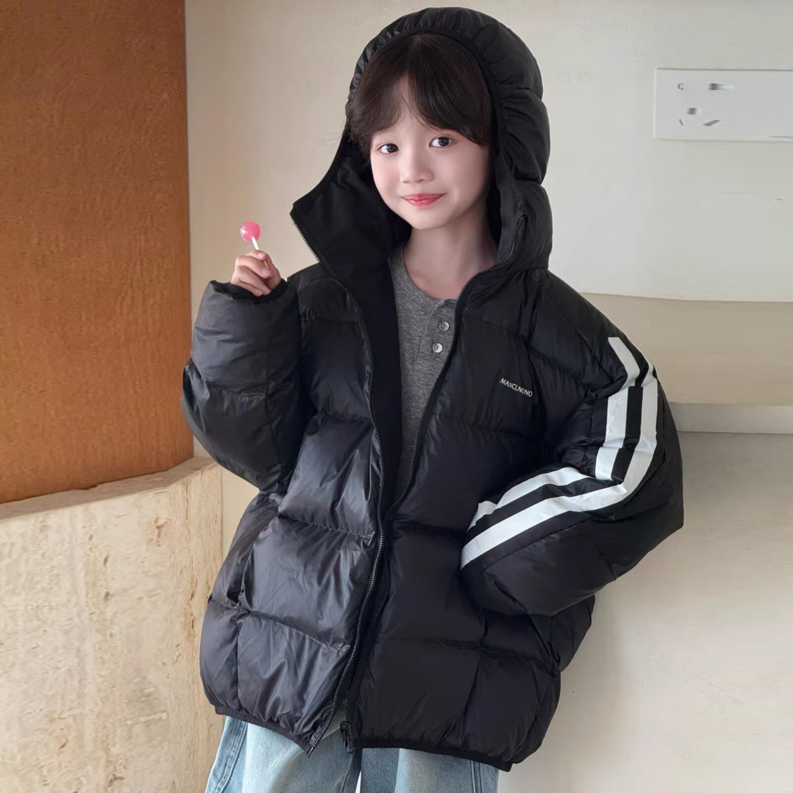 儿童羽绒服两面穿防水保暖外套