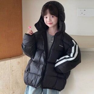 韩国儿童羽绒服两面穿男童女童中大童加厚连帽白鸭绒防水保暖外套