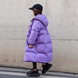 冬装 男童女童宝宝90白鸭绒亲子款 加厚童装 韩国儿童羽绒服过膝长款