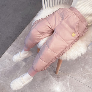 子儿童加绒加厚女童洋气时髦保暖裤 女宝宝羽绒棉裤 裤 冬装 2025新款