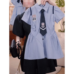 裙学院风宝宝夏装 女童夏季 衬衫 连衣裙2025新款 裙子 儿童Polo领短袖