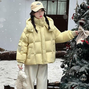 女童羽绒服2025冬季新款韩系女孩面包服中大儿童短款加厚连帽外套
