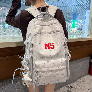 专柜高端高中生潮牌书包女字母简约百搭大容量上课背包初中生大学