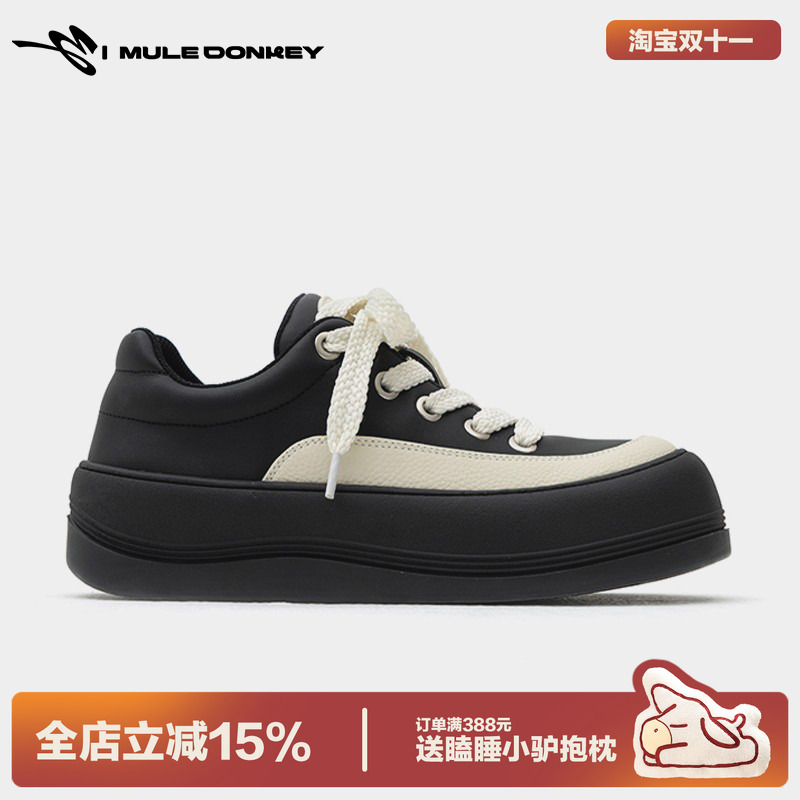 多嘴驴休闲黑色厚底潮鞋