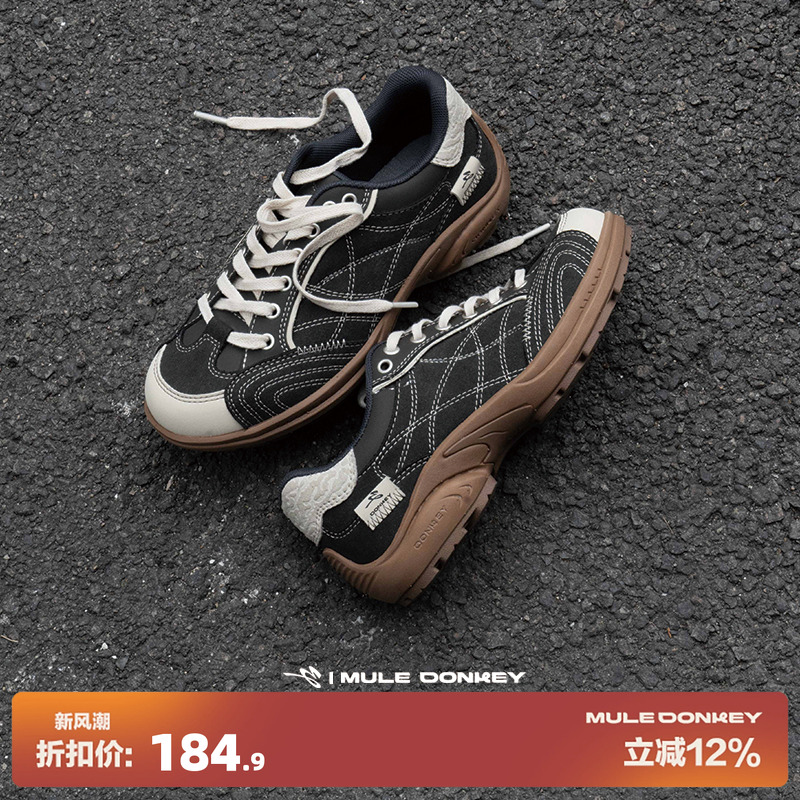多嘴驴Donkey黑色德训鞋女