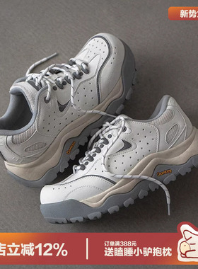 多嘴驴Donkey厚底登山鞋男春季增高透气老爹鞋白色百搭运动鞋女