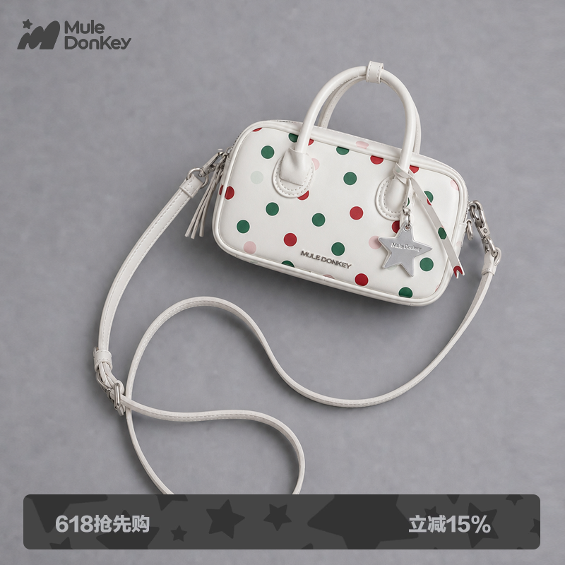 多嘴驴Donkey彩色波点手提包包女春季新款小众设计韩系手提小拎包