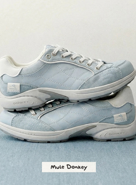 多嘴驴Donkey蓝色德训鞋女春季百搭好看板鞋厚底足弓支撑运动鞋子