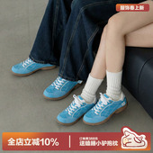 运动复古休闲百搭小众情侣赛车鞋 多嘴驴Donkey天蓝色德训鞋 女春季